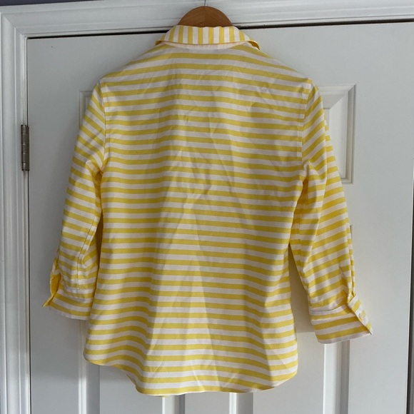 Jones New York Yellow and White Casual Button Down Shirt - Picture 2 of 12